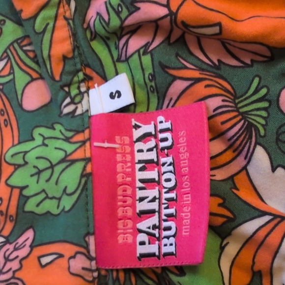 Big Bud Press Kitchen Collection Pantry Button-Up Short Sleeve Vegetable Size S - Picture 4 of 12